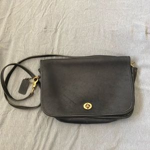 Vintage Coach black leather crossbody